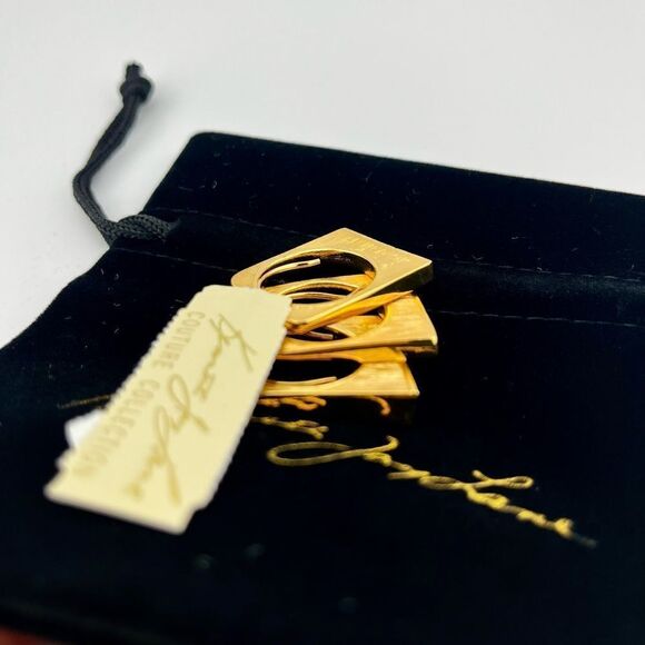 Kenneth Jay Lane NIB NWT 3-piece 22K Gold-Plated & Glass Crystal Ring Set - 5 - Picture 6 of 11